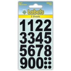 LABELS,Black Vinyl Numbers 24mm