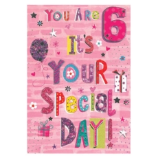 AGE 6 CARDS,Female 6's Floral Text
