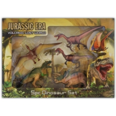 DINOSAUR SET,5pc.Jurassic Era Volcanic Lost World Bxd