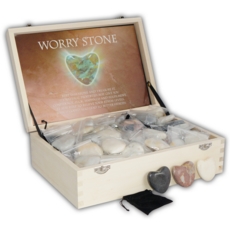WORRY STONE,Heart Shape Polished In Bag Wood Box CDU
