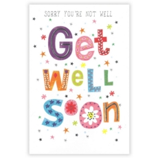GET WELL CARDS, 6's Floral Text