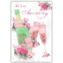 GREETING CARDS,Your Anni.6's Champagne,Floral & Flutes