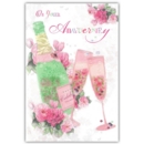 ANNIVERSARY CARDS, Your Champagne,Floral & Flutes