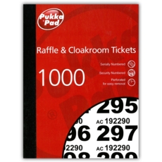RAFFLE & CLOAKROOM TICKETS, 1-1000  Security Coded Pukka