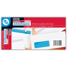 WHITE ENVELOPES,Window Peel & Seal DL 50's