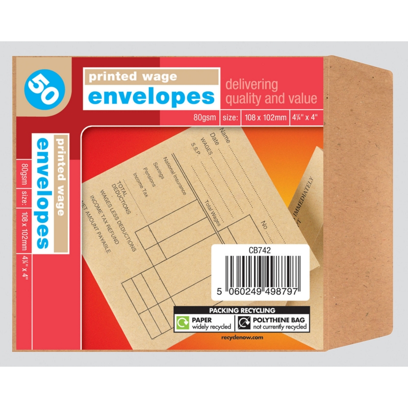 WAGE ENVELOPES,Printed 50