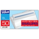 ENVELOPES,S/Seal White DL 50's Real Value