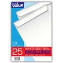 ENVELOPES,S/Seal White C4 25's Real Value