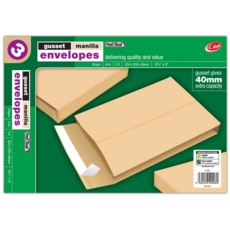 MANILLA ENVELOPE,C4,Gusset 324x229x40mm Peel & Seal 3's