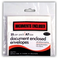 DOCUMENTS ENCLOSED ENV, S/Adh A7 25's