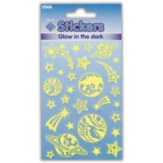 STICKERS,Glow in Dark Stars & Planets H/pk