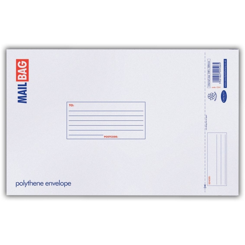 MAIL BAG,Poly 24x32cm (Medium) 75 Micron C241