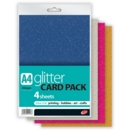 CARD,A4 Glitter Asst.Cols 4's