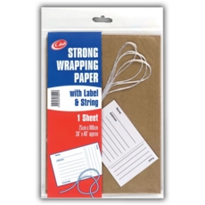 KRAFT PAPER, STRING & LABEL, Single Sheet, 75x100cm H/pk