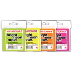 STICK ON NOTES,Bright Neon 75x75mm H/pk CG21132