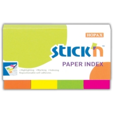 STICK ON INDEX NOTES,Neon 4's 50x20mm (Hopax)