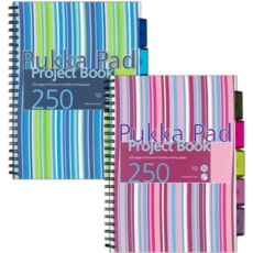 PROJECT BOOK,Pukka Pad,A4 Twin Wire Stripe Design Asst.250pg