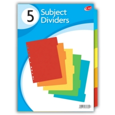 RING BINDER DIVIDERS,A4 5 Part (Club)            CB494