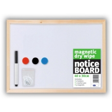 NOTICE BOARD,Drywipe Magnetic White Board 40x30cm C833
