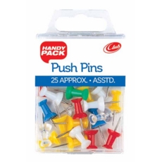 PUSH PINS,Asst.Cols 25's H/pk (Handy Pack) CB596
