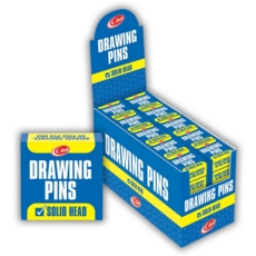 DRAWING PINS,Brass Colour,10mm Solid Head, 50's Boxed, CDU