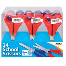 SCISSORS,SCHOOL Stainless Steel Red/Blue 13cm CDU