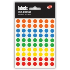 LABEL,S/Adh Dots Asst.Cols 8mm H/pk