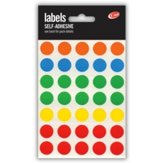 LABEL,S/Adh Dots Asst.Cols 13mm H/pk