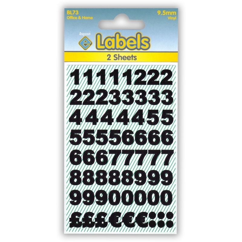 LABELS,Black Vinyl Numbers 9.5mm