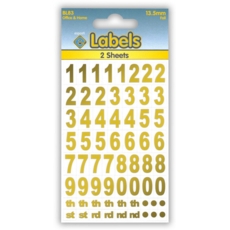 LABELS,Gold Foil Numbers 13.5mm