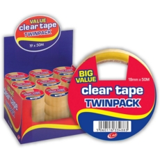 CLEAR TAPE,19x50 Twin Pack CDU