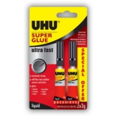 UHU SUPER GLUE,3g Twin Pack I/cd