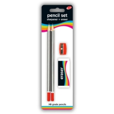 PENCIL SET,HB Sharpener Eraser I/cd                     CB377