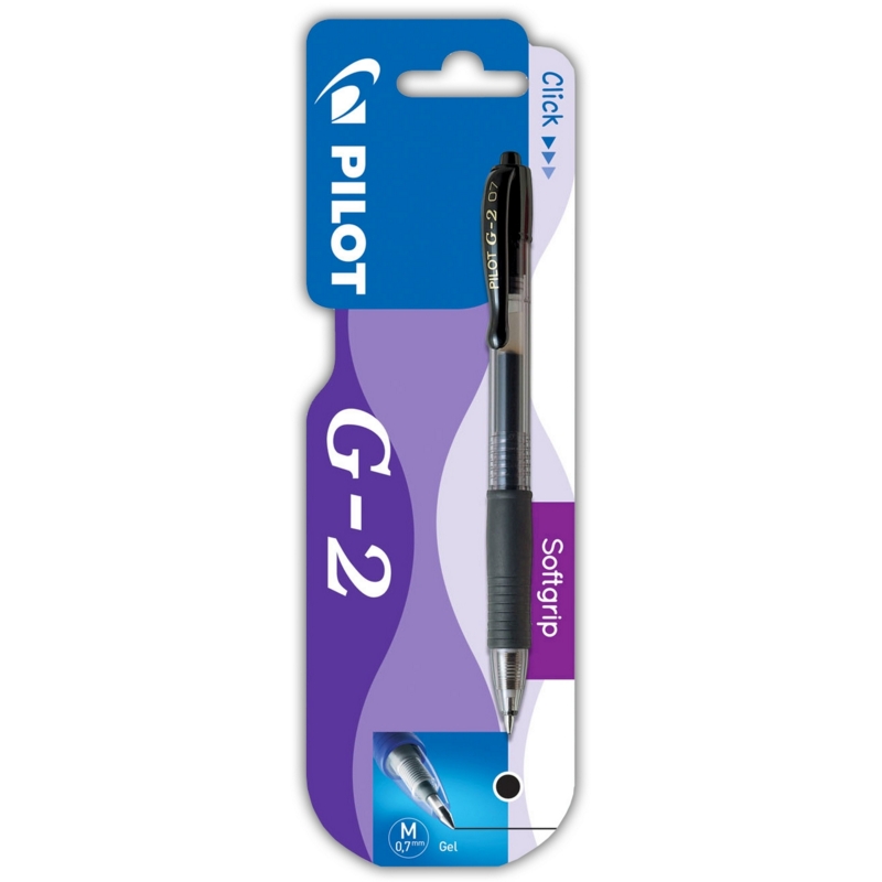 ROLLERBALL PEN,G2 0.7 R/Grip Retractable Black I/cd (Pilot)