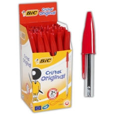 BALL PEN,Cristal Red Med (Bic)