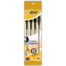 BALL PEN,Cristal 4's Black Med H/pk (Bic)