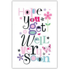 GET WELL CARDS, 6's Floral Text