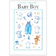 BABY BOY CONGRATS. CARDS,6's Baby Items, Hearts & Stars