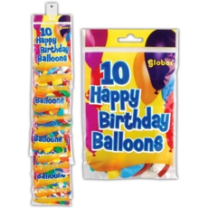 BALLOONS,Happy Birthday 10's Clip Strip