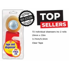 CLEAR TAPE,+Dispenser 2 Rolls 19x33 (Multi Pack Price,3x24)