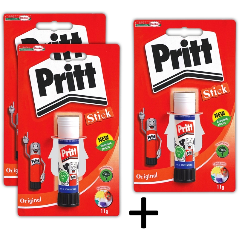 PRITT STICK,Standard 11gm I/cd (2pks + 1 FOC)