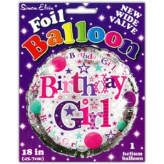 BALLOONS,Birthday Girl Helium Foil