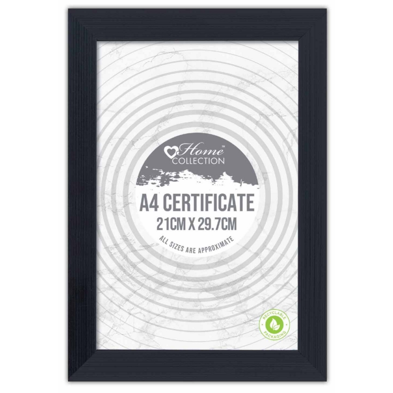 PHOTO FRAME,A4 Certificate Sq. Black Frame,Glass Insert