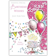 BIRTHDAY CARDS,6's Wishes Balloons & Bunting (Was 0.88)