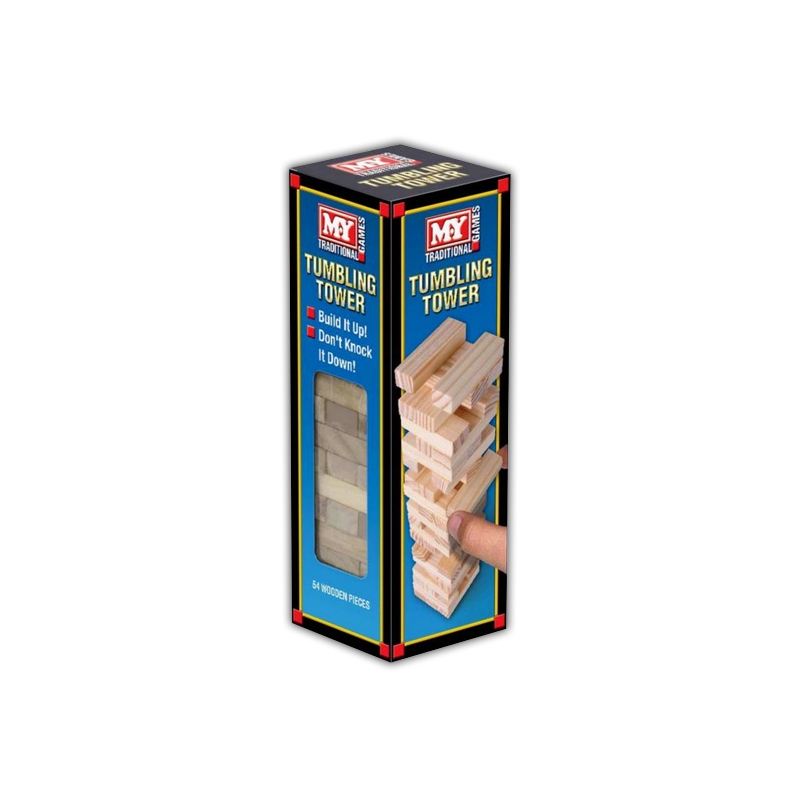 WOODEN BLOCK TUMBLING TOWER Game, 54 Wooden Blocks Bxd