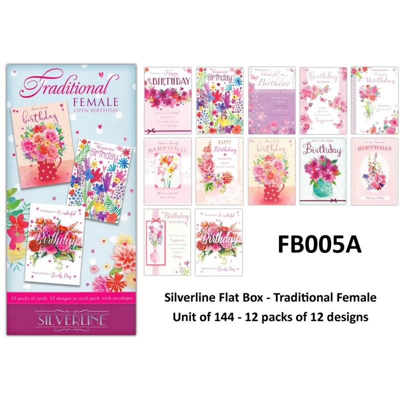 SILVERLINE FLAT BOX, Open Birthday Trad Female 144
