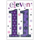 AGE 11 CARDS,Female 6's Text & Flowers