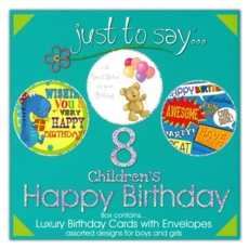 GREETINGS CARDS,Childrens Birthday Sq, 8 Asst Boxed
