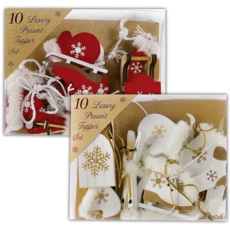 PRESENT TOPPER SET,Wooden 10 Pack (Was 4.99)