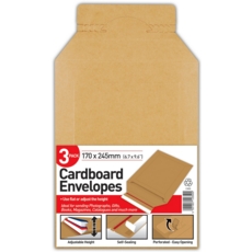 CARDBOARD ENVELOPES,170x245+80 mm,Self Seal Easy Opening 3's